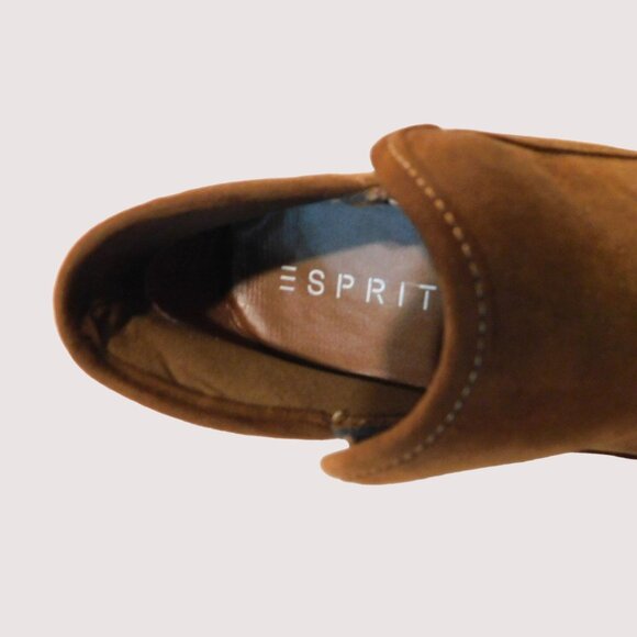 Esprit Hunter Wood Fashion Boots Womens Size 10 Brown Heeled Bootie Faux Suede - Picture 9 of 11